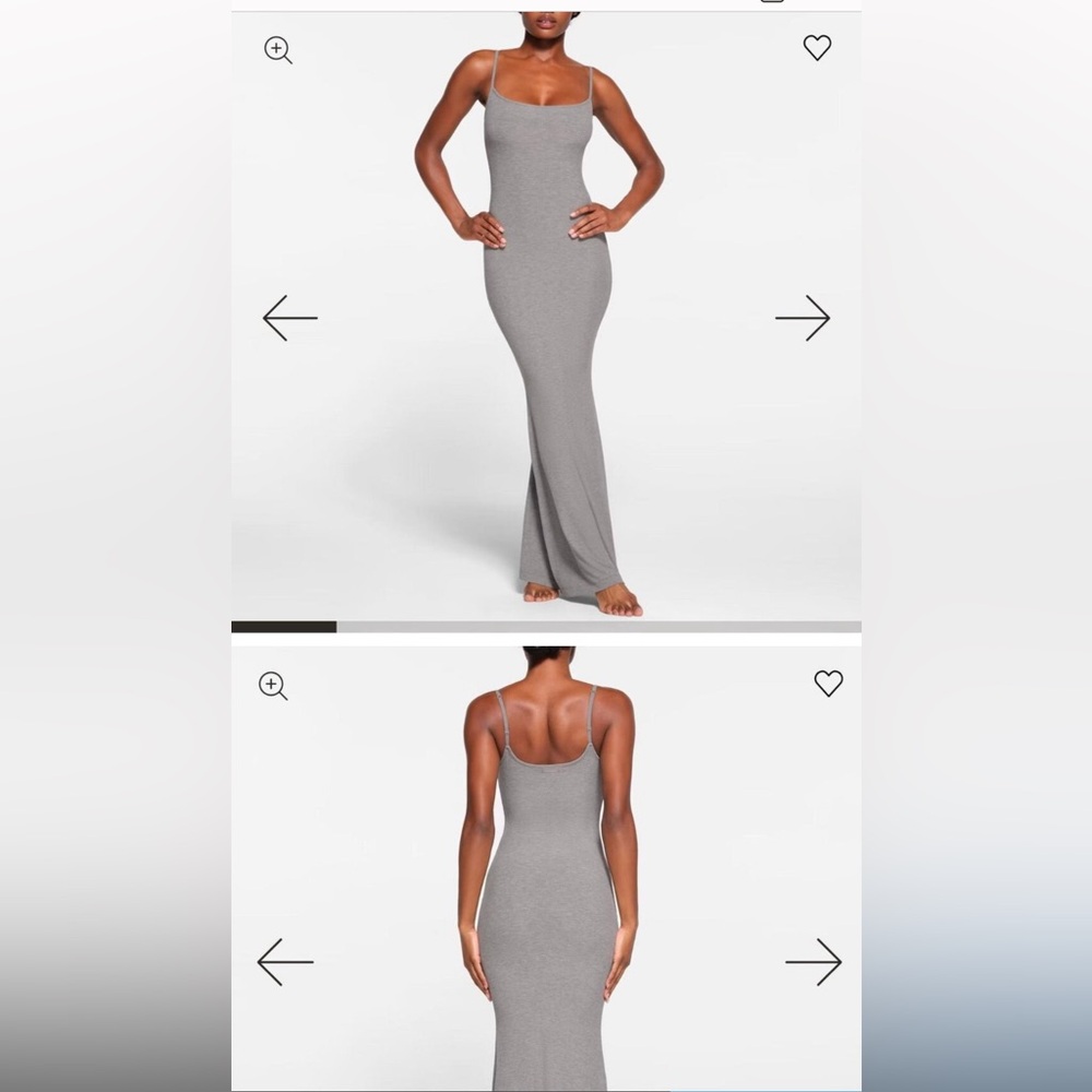 Skims Long Slip‎ Dress in heather gray Size L